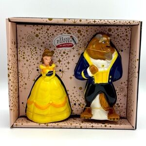 Disney Beauty And The Beast Salt And Pepper Ceramic Shakers Set Brand New! G-15